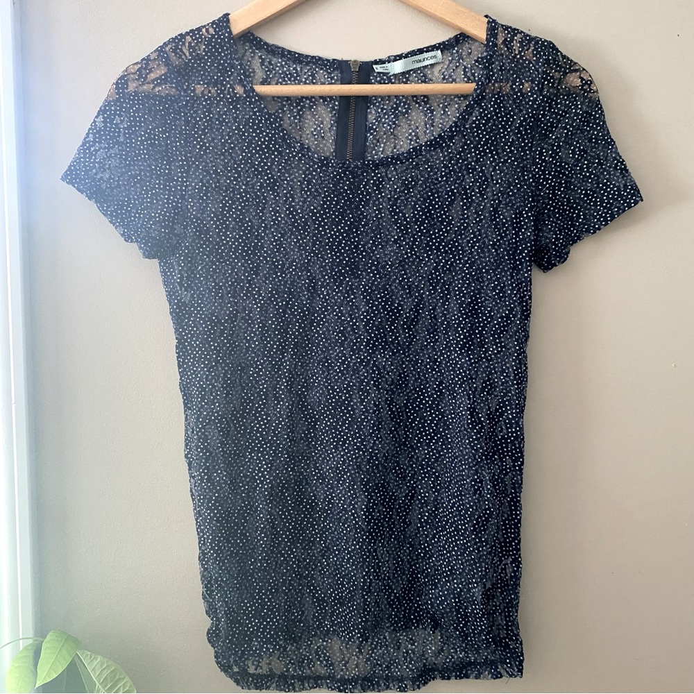 MAURICES | navy blue see through short sleeve